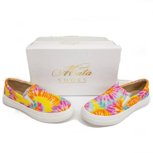 Mata Rainbow Tie Dye Coco Slip On Sneakers 7 Women's - Picture 1 of 9